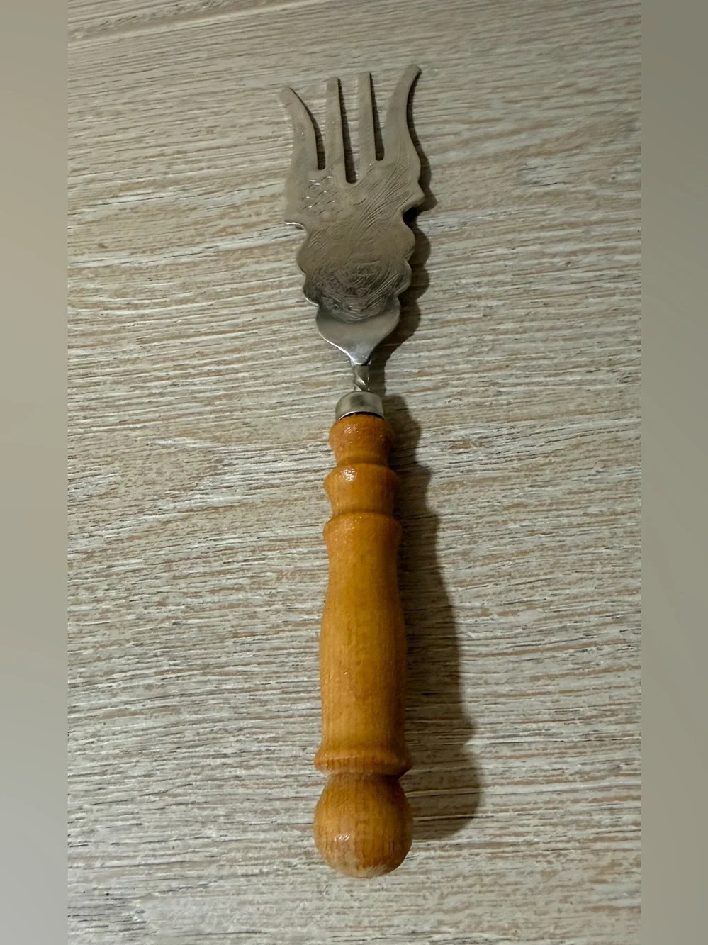 Wood-Handled Silver Serving Fork